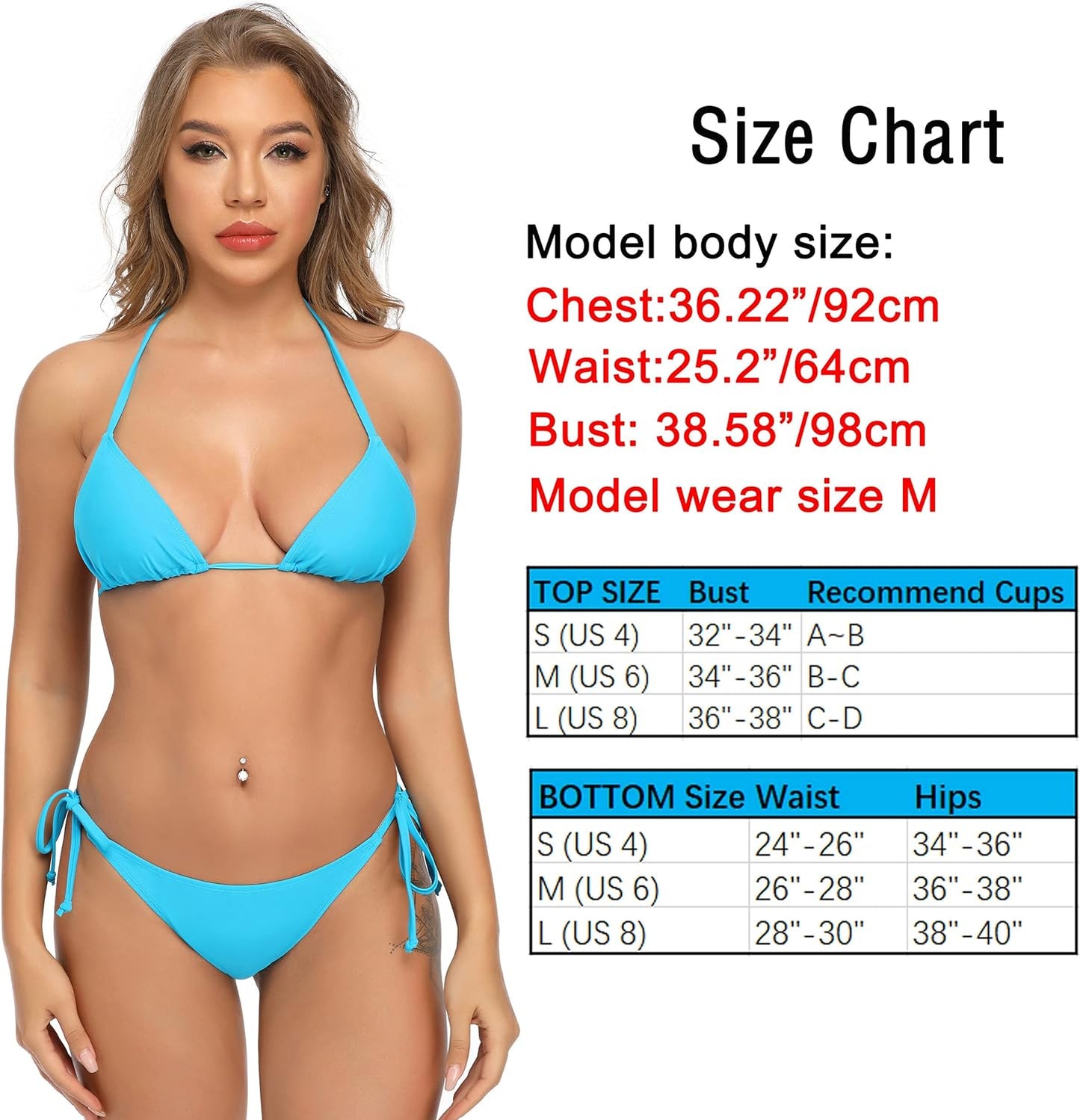 Bikini Sets for Women Two Piece String Bikinis Scrunch Butt Swimsuit Triangle Bathing Suit Sexy Side Tie Swimwear