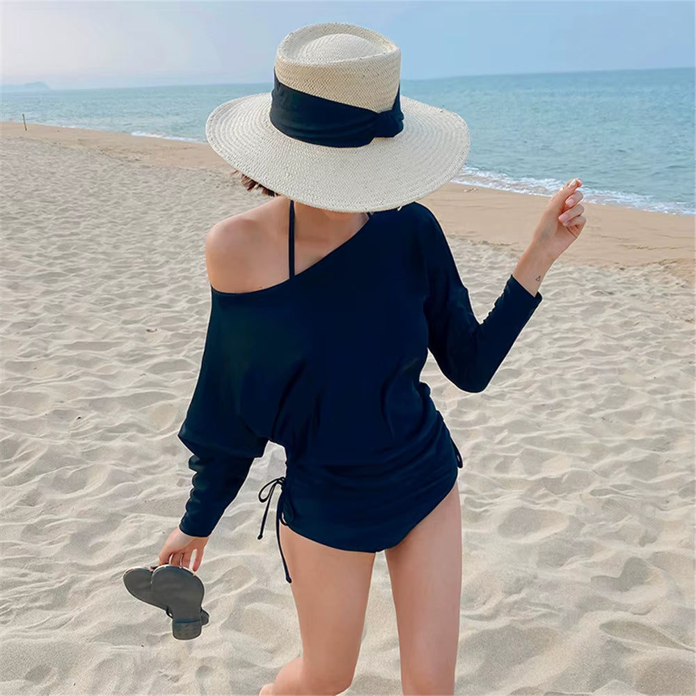 Sexy Long Sleeve Bikini High Waist with Cover up