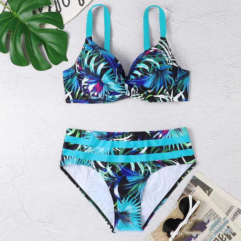 Summer Bikinis Women High Waisted Swimwear with Push up Female Swimsuit 2025 Swimming Bathing Suit Bikini Set Beach Wear Bather